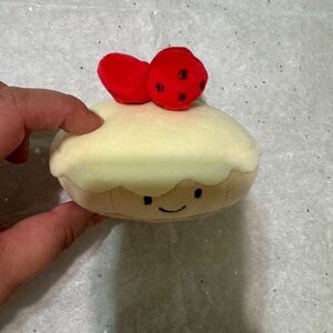 Cute Cream Pie Plush Bag Charm Keychain with Red Strawberry